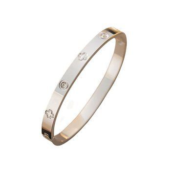 Браслет женский из медицинской стали серебристый с клевером 7021 фото