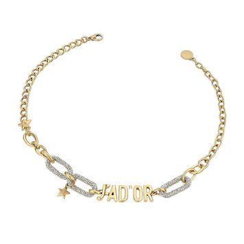 Колье женское из медицинской стали золотистое с подвесками Dior 8005 фото