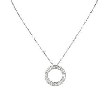 Cartier Колье женское из медицинской стали серебристое с кулоном-кольцом и камнями 8009 фото