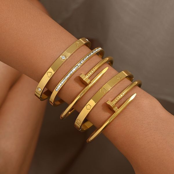 Браслет жіночий із медичної сталі рожеве золото з гвинтами Cartier 7000 фото