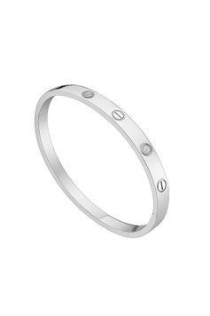 Браслет женский из медицинской стали серебристый с камнями Cartier 7004 фото