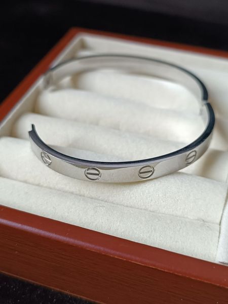 Браслет жіночий із медичної сталі сріблястий з гвинтами Cartier 7005 фото