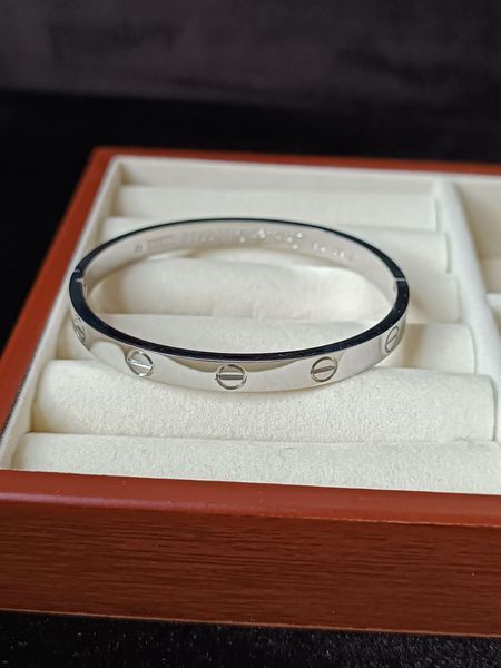 Браслет жіночий із медичної сталі сріблястий з гвинтами Cartier 7005 фото