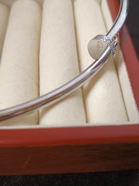 Колье-гвоздь женское из медицинской стали серебристое с камнями Cartier 8015 фото